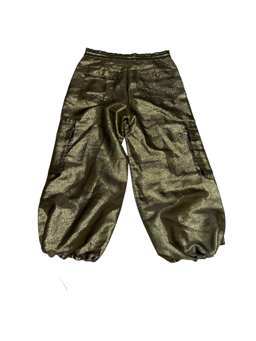 Cynthia Rowley Metallic Cargo Pants in a Black and Gold Size Large - Picture 8 of 10